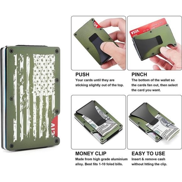 Personalized Minimalist Engraved Aluminum Money Clip Wallet, Men Slim Front - Picture 2 of 5